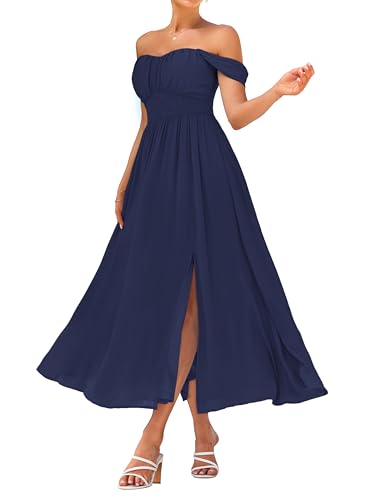 GRACE KARIN Summer Navy Blue Dress for Women 2026,Off the