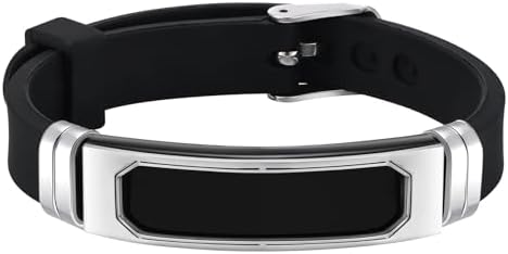 Gamtic Personalized Bracelet for Men Adjustable Silicone Wristband Bracelet Stainless Steel Engravable Bracelets Unique Meaningful Gift for Dad Husband Boyfriend Son Brother