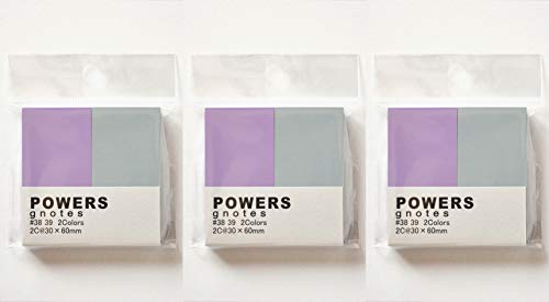 プリントインフォームジャパン gnotes 粘着力と糊面積アップ ふせん紙「POWERS」2C@30×60mm 【3個セット】 (パープル、グレー)