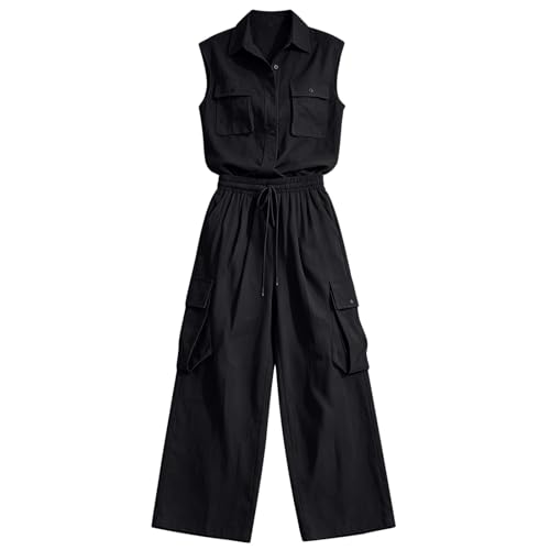 Conjunto de muselina de verano dos piezas informal blusa y pantalón monocolor 5