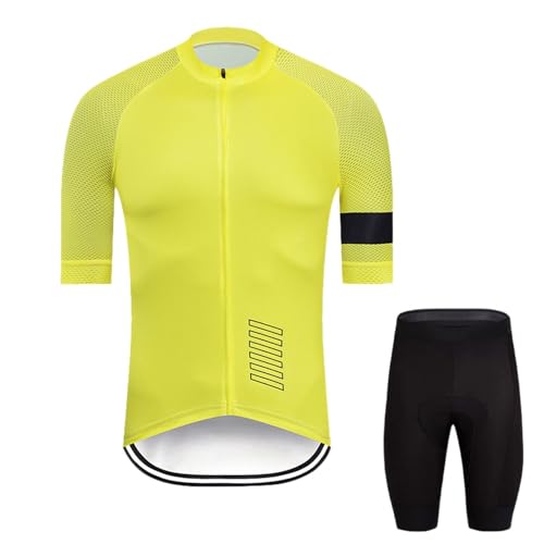 Ensemble de cyclisme sur route pour homme maillot manches courtes et short jaune taille XXXL