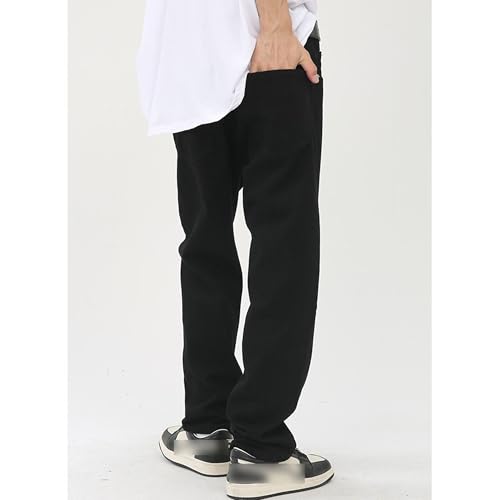 Men's Regular Fit Casual Loose Jeans Comfort Workwear Denim Pants Straight Leg Fashion Washed Jeans3