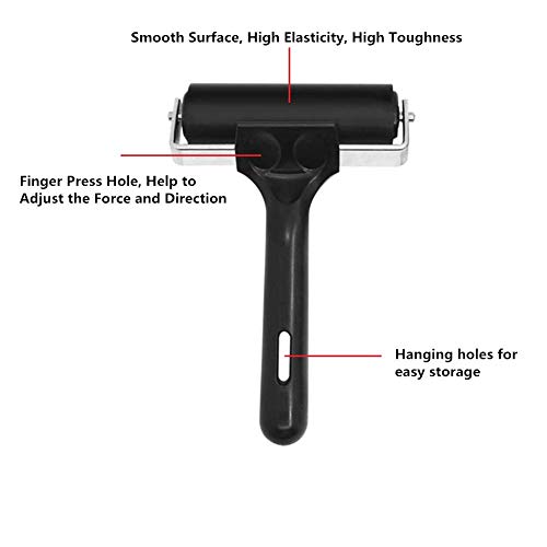 Accfore 2 Pack Soft Rubber Brayer With 3 Spatula,Rubber Glue Roller For Printmaking Ink Paint Block Stamping Gluing Wallpaper And Arts & Crafts,2.4 Inch And 4 Inch,Black #TOP2