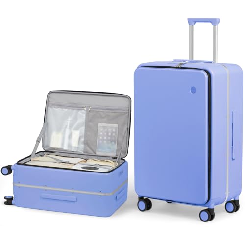 mixi 26-Inch Checked Hard Shell Suitcase with Wheels, Lilac