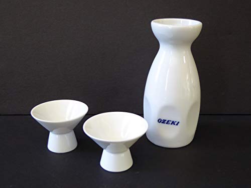 3 Pieces Japanese Sake Set Kanji OZEKI Porcelain/Made in Japan