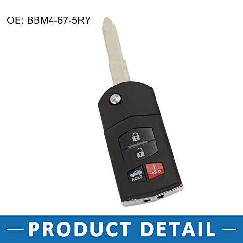 Funda BBM4-67-5RY de alta calidad para llave inteligente Mazda 3 con acabado negro 5