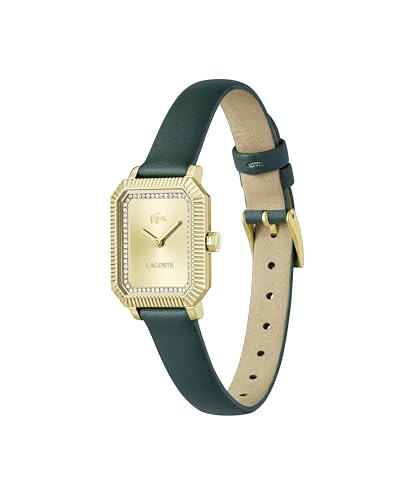 Image of Lacoste Lacoste Parisienne Qtz Basic Gold Rectangle Dial Women's Watch|Green Leather Material|Green Color Band - 2001442