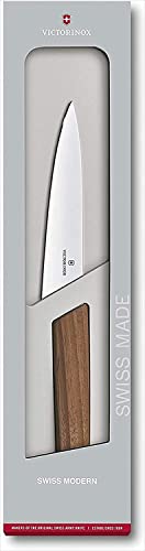 Foto von Victorinox Swiss Modern, Profi Officemesser, Extra Scharfe Klinge, gerader Schliff, 15 cm, Edler Holzgriff, Rostfreier Stahl, braun