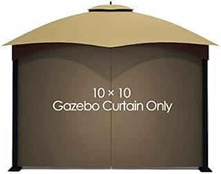 Tanxianzhe Gazebo Replacement Privacy Curtain with Zipper Outdoor Universal Privacy Panel Sidewall for 10' x 10' Gazebo (Brown)