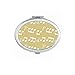 White Music Notes Light Yellow Mirror Oval Portable Hand Pocket Makeup