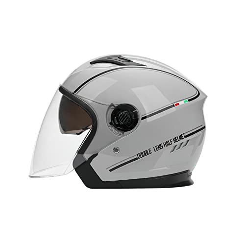 LIONCIANO Casco de Moto Jet Abierto con Visera Gris