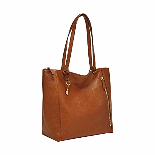 Fossil Women's Tara Leather Shopper Tote Purse Handbag, Brandy (Model: ZB1475213)