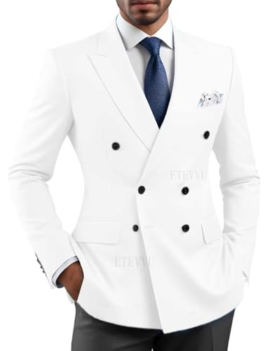 Men's Double Breasted Blazer Lightweight Sport Coat Blazers Solid Casual Suit Jackets for Men