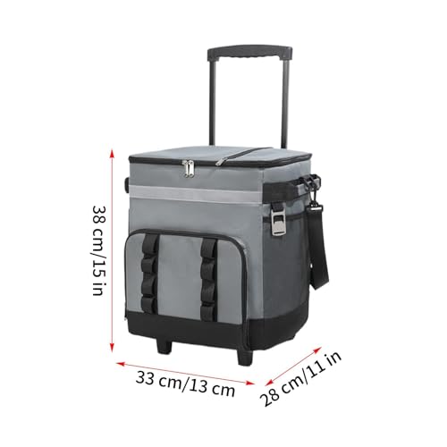 Glacière de camping à roues 35L avec poignée télescopique