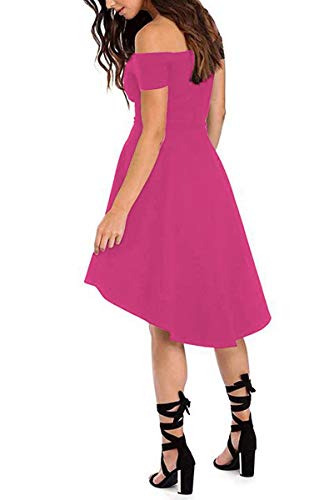 Image of Sarin Mathews Womens Off The Shoulder Short Sleeve High Low Cocktail Skater Dress