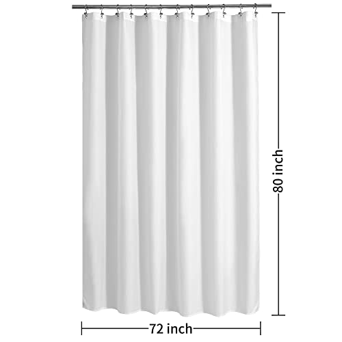 Image of ALYVIA SPRING Long Fabric Shower Curtain Liner Waterproof - 72 inch x 80 inch, Soft & Lightweight Long Shower Curtain with Magnets, Machine Washable - 72x80, White (Pack of 2)