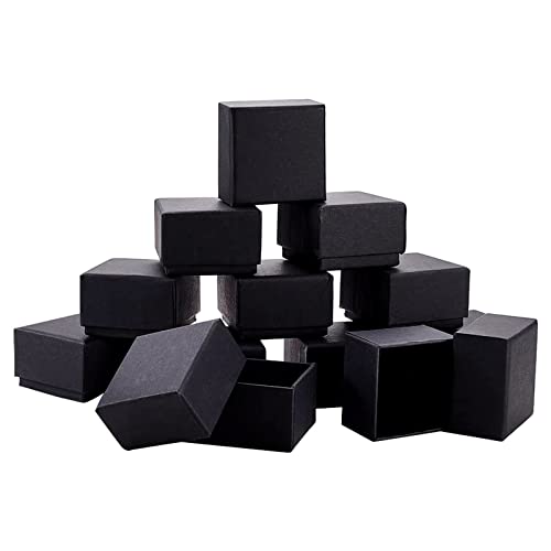 BENECREAT Paquete de 24 cajas de joyería cuadradas de cartón kraft para anillos, caja de terciopelo para juego de joyas, 2.24 x 2.24 x 1.46 pulgadas, color negro