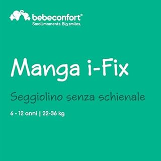 Bebeconfort Manga i-Fix Rialzo Auto per bambini, Seduta auto bambini, seggiolino auto isofix gruppo 3 per Bambini 128-150 cm, dai 6 ai 12 Anni (22-36 kg), Tinted Black