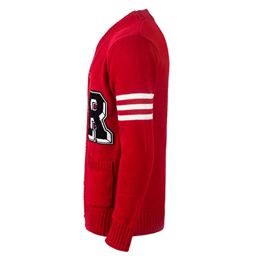 Men's 1950's Letterman Cardigan Sweater Hip Hop 50s Cardigan Sweater V-Neck Long Sleeve Cardigan Winter Sweater3