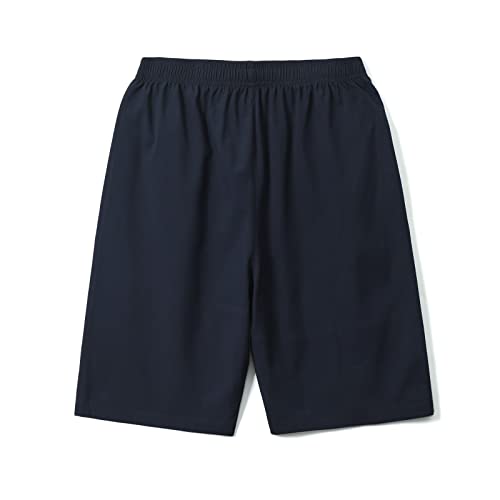 Alalaso Pockets Solid Summer Color Casual Pants Straight Shorts Embroidered Drawstring Loose Runing Men Sports Men's Casual Dark Blue #TOP2