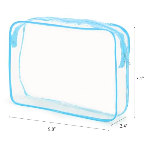 Trousse de maquillage transparente imperméable grand format bleu L - 2