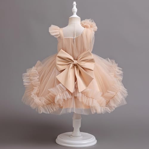 AWIBMK Flower Girls Sequin Ruffle Tulle Dress Kids Toddler Wedding Princess Party Birthday Communion Prom Dresses3