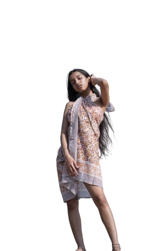 Handblock Print Cotton Wrap – Sarong, Shawl, Scarf, Boho Beachwear Multicolor Block Print Sarong – Tribal Boho Pareo Wrap