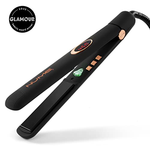 Nume Megastar Hair Straightener, Tourmaline Ceramic Flat Iron, Includes 1-Inch Floating Plates For All Hair Types, Fast Heating, Dual Voltage, Professional Straightening Iron #TOP1