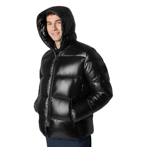 Save The Duck Para Hombre. D31280M-LOVE21 Abrigo Edgard Negro (L), Casual, Sostenible, Nylon Reciclado - 4