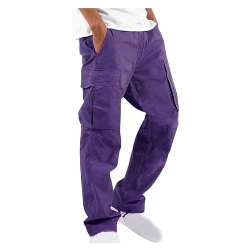 Pantalon cargo d'été pour homme ample violet 4XL style jogger et de travail