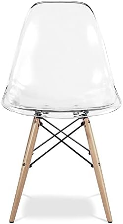 Aron Living Pyramid 17.5" Plastic and Beech Wood Dining Chair in Clear