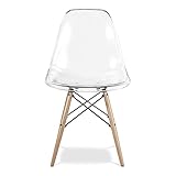 Aron Living Pyramid 17.5' Plastic and Beech Wood Dining Chair in Clear