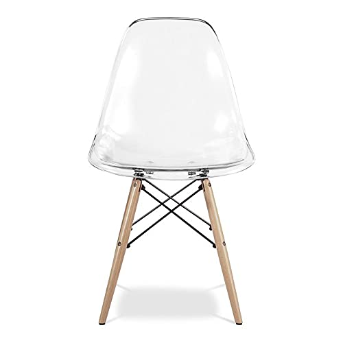 Aron Living Pyramid 17.5" Plastic And Beech Wood Dining Chair In Clear #TOP3