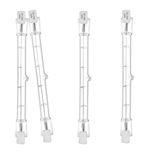 YuZhou 4 Pcs 10x118mm J118 R7s Linear Halogen Floodlight Tungsten 300W Double Ended Floodlight Bulbs Tungsten Halogen Bulb Dimmable Security Light Bulb Halogen Lamp Bulb Diall Liner Lamps