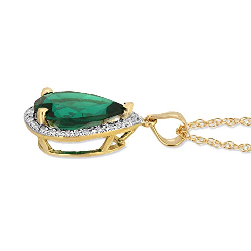 Galaxy Gold GG 14K Solid Yellow Gold Necklace With Natural Diamonds & Genuine Emerald 1.58 ctw High Polished Brilliant Cut - Grade AAA LAB GROWN GENUINE REAL EMERALD2