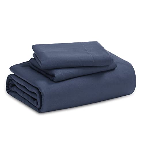 Image of Bedsure Navy Blue Duvet Cover Queen Size Only - Prewashed Cotton-Like Polyester Extra Soft All Season Bedding, Includes 1 Duvet Cover 90x90 Inches with Zipper Closure, Comforter Not Included