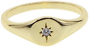 ATJMLADYJEWELRYSimple jewelry Gold plated women finger jewelry star starburst signet ring