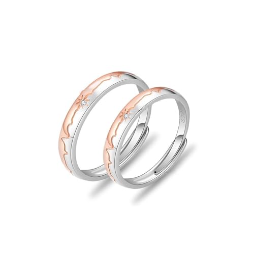 Bague gothique argent 925 soleil rose et zirconium ajustable pour femme
