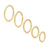 HeraBPJW 5 Pcs Hoop Nose Ring,G23 Titanium 18G Septum Ring Body Piercing Jewelry,6mm/7mm/8mm/9mm/10mm-Gold