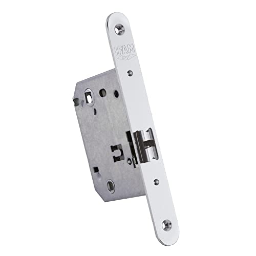 IFAM Picaporte para Puertas W170 RHN, Frente Redondo, Acabados en Níquel, Entrada 70 mm, Cerradura Puerta Interior y Exterior, Seguridad, Antiganzúa, Cerrojo, Sistema Antirrobo, Pomo, Manivela, Cierre