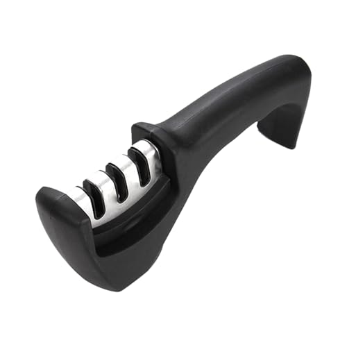 Ginddy Afilador de cuchillos manual, amoladora profesional con 3 niveles, piedra cerámica, discos de carburo de tungsteno, piedras de afilar de diamante, ergonómicas