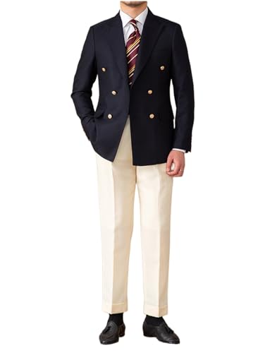 Costume d'affaires hommes veste à double boutonnage pantalon smoking décontracté ajusté chic