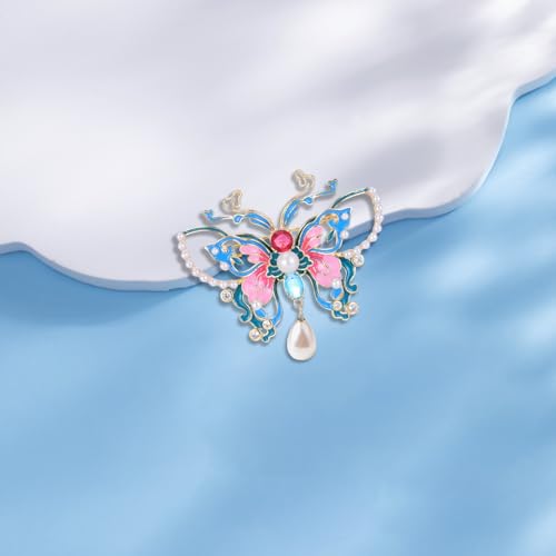 Image of ABJFJE Gold Enamel Crystal Butterfly Brooches for Womne Elegant Rhinestone Pearl Animal Brooch Pins Fashion Jewelry Brooch pin Accessories for Women Gift