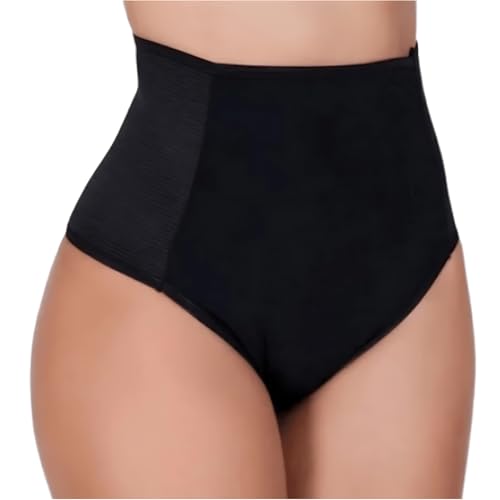Calcinha Cinta Modeladora Com Pala Pós Parto Cintura Alta Compressão Lateral Reforçada (Preto, M)