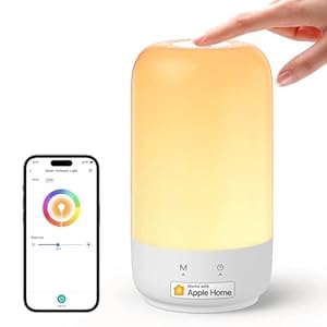 Veilleuse LED Connectée, Lampe de Chevet Intelligente avec Commande Vocale et à Distance par meross