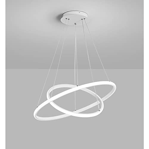 Lampe suspendue ronde 2 anneaux pour illuminer un salon sombre