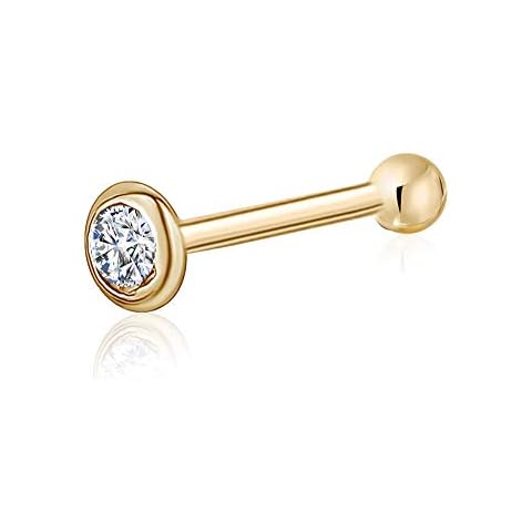 Massete 14k Gold Nose Ring with Simulated Diamond Cover