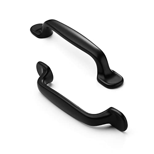 FURNIWARE Pack of 10 Vintage Matt Black Zinc Cabinet Handles 96mm Hole Spacing Kitchen Cabinet Handles
