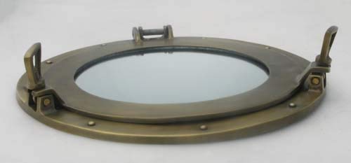 RedSkyTrader 15" Aluminum Porthole Mirror with Antique Finish: Nautical Ship Decor - Image 2