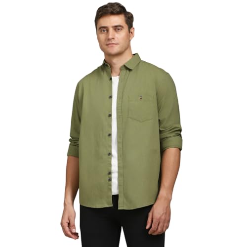 Louis Philippe Men's Slim Fit Premium Textured Fabric Versatile S...